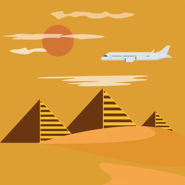 Египет пустыня с пирамидой — стоковый вектор