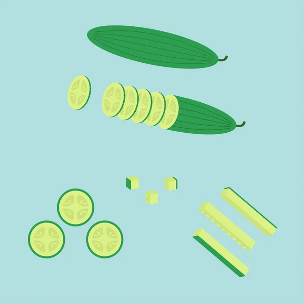 Sliced cucumber, cut — Stock Vector