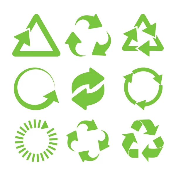 Gröna återvinna ikoner — Stock vektor