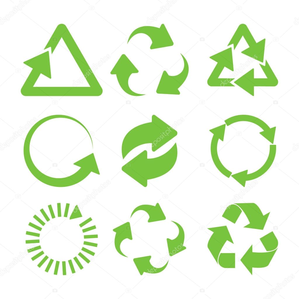 Green recycle icons