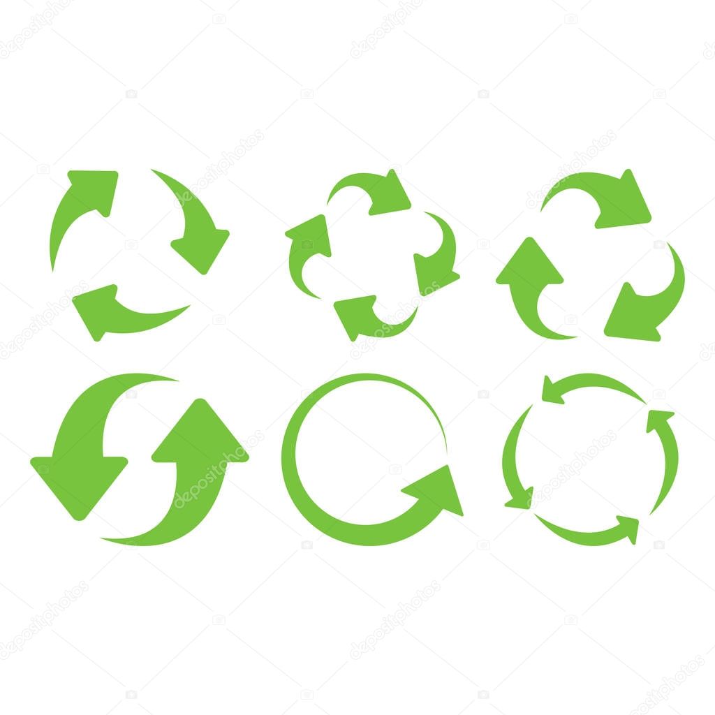 Green recycle icons set