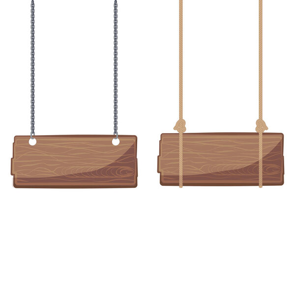 Wooden signboards hanging