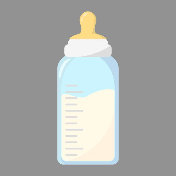 Weiße Babymilchflasche. Ernährung im Plastikbehälter für ein Neugeborenes — Stockvektor