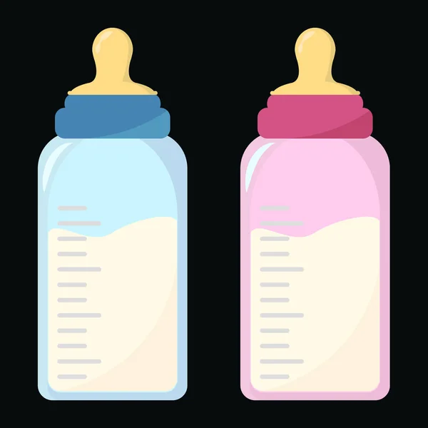 男の子と女の子のための新生児のための栄養容器 — ストックベクタ