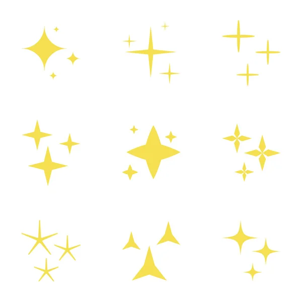 Estrelas iluminadas. Ícones de faíscas. Decoração cintilante, flash brilhante — Vetor de Stock