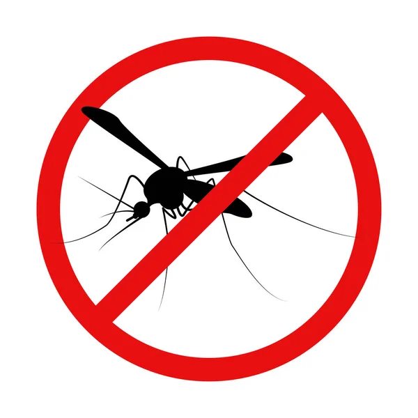 Zakazany znak ostrzegawczy komara. Konstrukcja przeciwinsektowa — Wektor stockowy