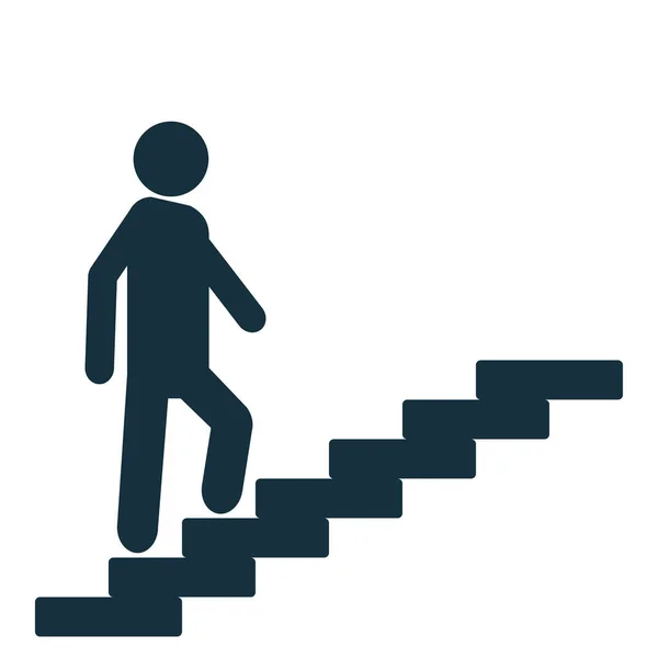 El hombre de las escaleras sube. Icono de motivación vector — Vector de stock