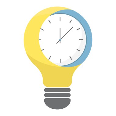 Time light bulb icon. Clock as business idea