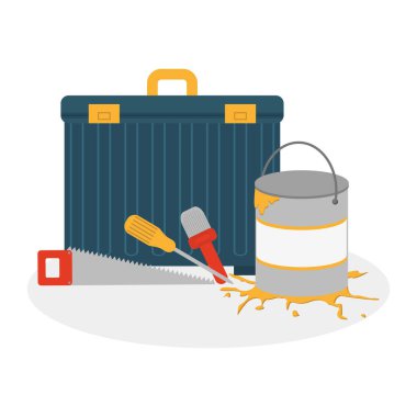 Box with construction tools icon design vector