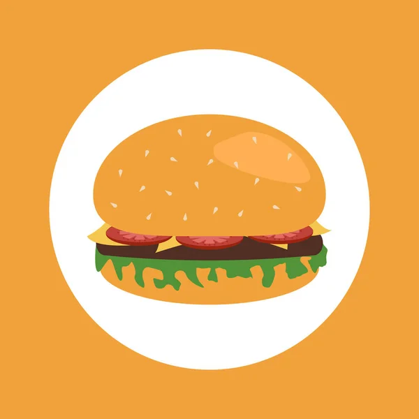 Hamburger Ikone illustriert Designvektor mit Salat — Stockvektor