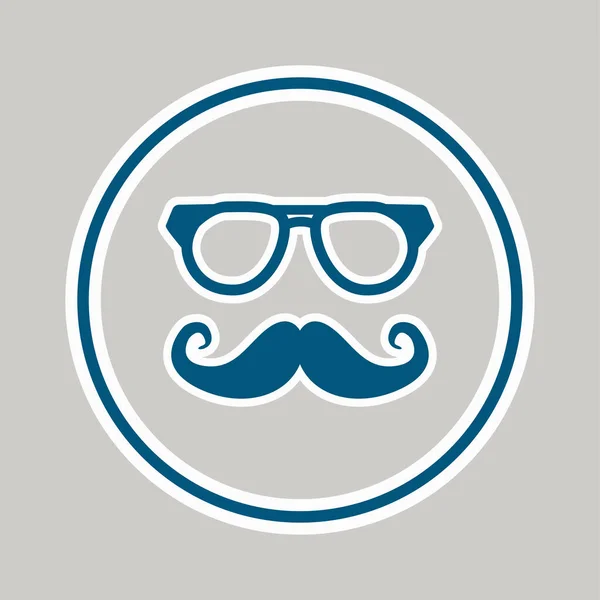 Mustache e óculos ícone azul ilustração design — Vetor de Stock