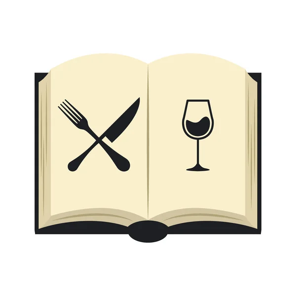 Ανοιχτό βιβλίο. Εικονογράφηση διάνυσμα μενού εστιατόριο γραμμή — Διανυσματικό Αρχείο