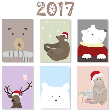 Noel kartları şenlikli pastel kümesi