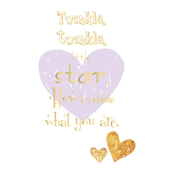 Carte Twinkle Twinkle Little Star. Affiche de citation inspirante et motivante inhabituelle. Lullaby Conception de douche bébé . — Photo