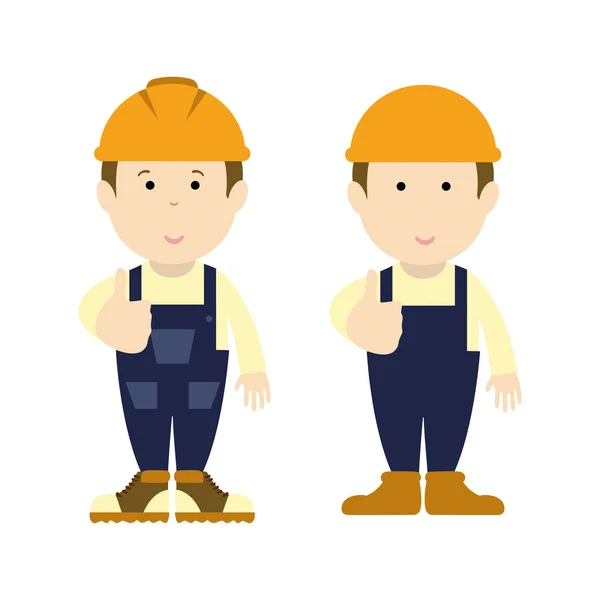 Un constructor de carreteras. Funny caricatura manitas. Handyman usando ropa de trabajo. Carretera hombre constructor carácter aislado - vector ilustrati — Vector de stock