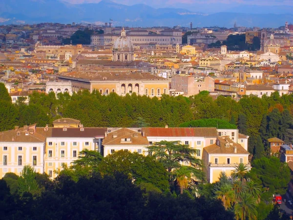 Hermosa vista desde la colina de Gianicolo, Roma, Italia — Foto de Stock