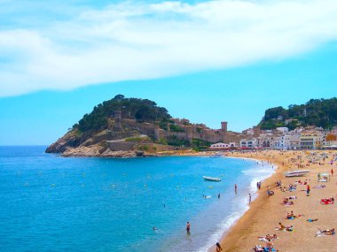 kıyı şeridinin manzarası, deniz, kayalıklar, Tossa de Mar Plajı, Costa Brava, Katalonya, Ispanya