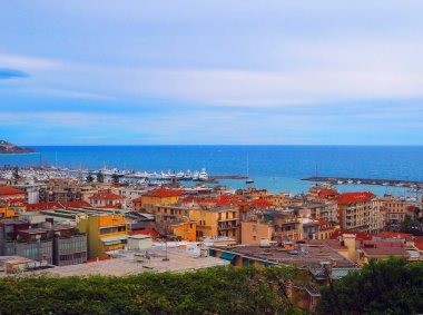 view port of San Remo (San Remo) and of the city on  Azure Italian Riviera, province of Imperia, Western Liguria, Italy clipart