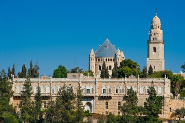 Zion Dağı'nda Dormition bir kilise görünümü, Kudüs, İsrail