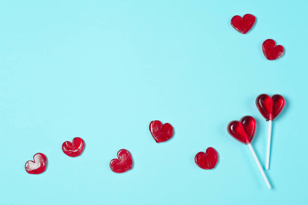 Lollipops in the form of red hearts