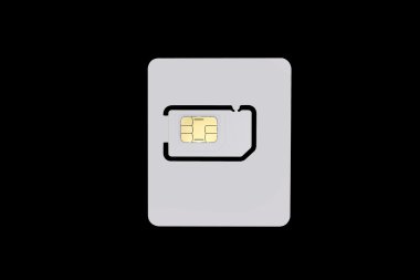 Kırpma yolu ile siyah arka plan üzerine izole boş SIM kart 