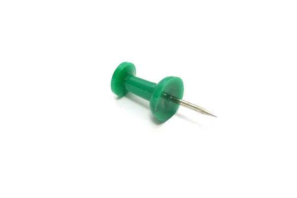 Isolated green push pin on white background — Stock Photo, Image