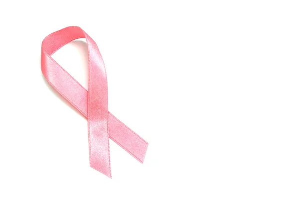 Cinta rosa para el concepto de cáncer de mama aislado sobre fondo blanco con espacio para copiar — Foto de Stock