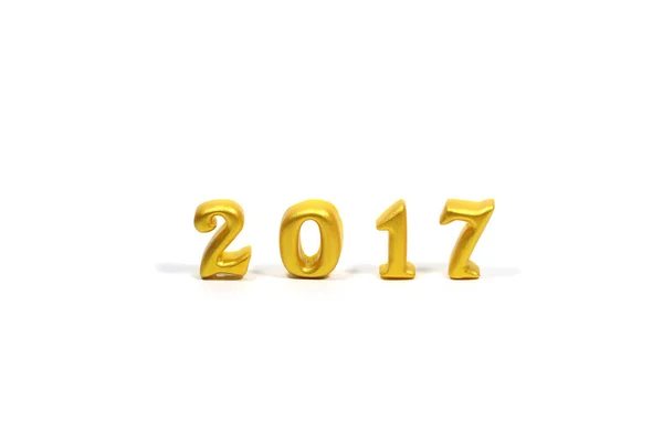 Na białym tle 2017 rzeczywistych obiektów 3d na białym tle, koncepcji szczęśliwego nowego roku — Zdjęcie stockowe