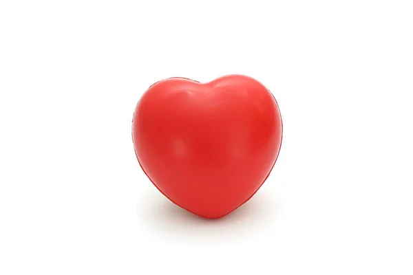Beyaz arka plan üzerinde izole tek basit kırmızı sünger kalp — Stok fotoğraf