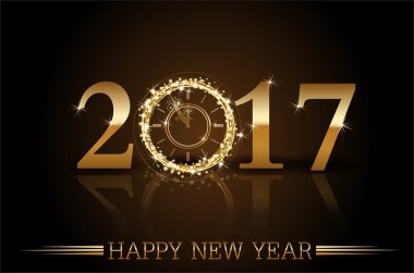 Vektör 2017 Altın saatli mutlu yıllar.