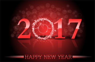 Vektör 2017 Altın saatli mutlu yıllar.