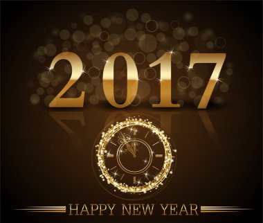 Vektör 2017 Altın saatli mutlu yıllar.