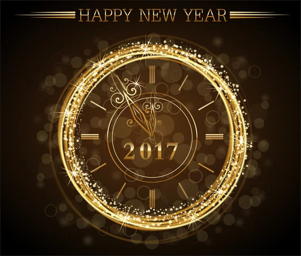 Vector 2017 Feliz año nuevo fondo con reloj de oro Gráficos Vectoriales