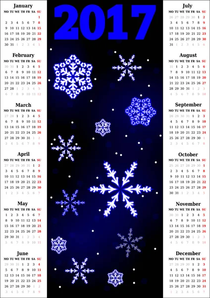 Kalender för 2017 år — Stock vektor