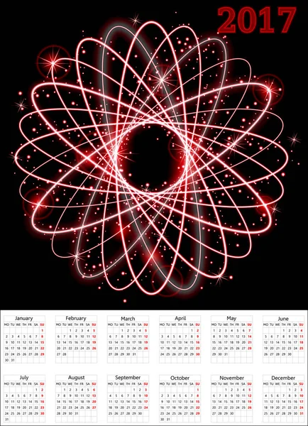 Calendar for 2017 year — Stock Vector