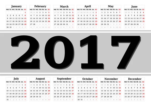 Календар на 2017 рік на білому тлі . — стоковий вектор