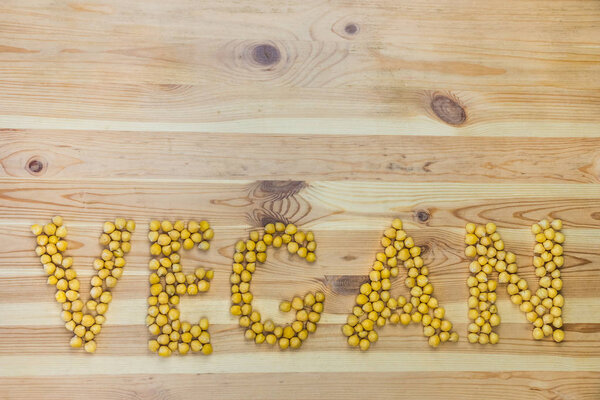 Word Vegan made of chickpeas