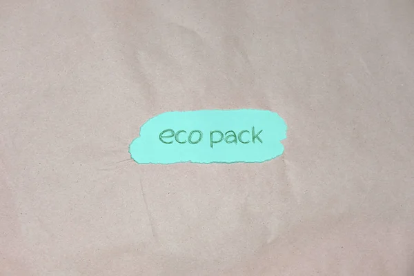 Paquete Ecológico Escritura Dibujado Mano Sobre Fondo Papel Azul Artesanal — Foto de Stock