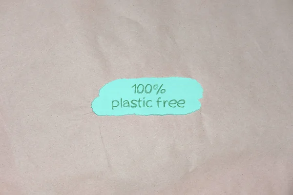 Hand Drawn Writing 100 Plastic Free Blue Craft Paper Background — 스톡 사진