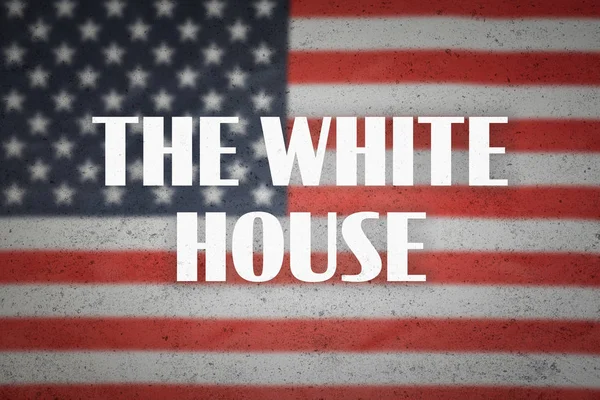 Palavras "A Casa Branca" na bandeira americana . — Fotografia de Stock
