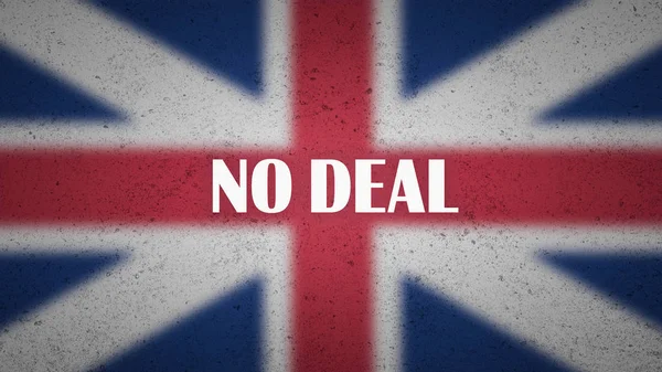 Affiche politique britannique - l'expression "no deal" sur le drapeau flou de Union Jack . — Photo