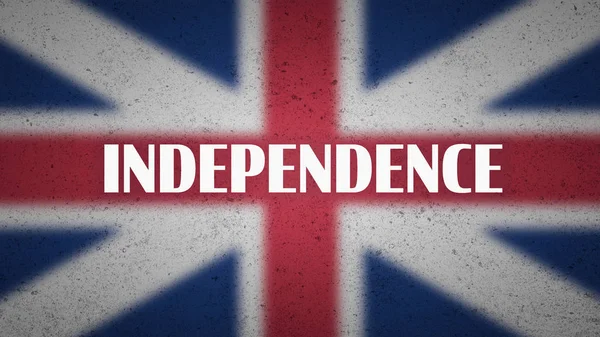 Affiche politique britannique - le mot "indépendance" sur le drapeau flou de Union Jack . — Photo
