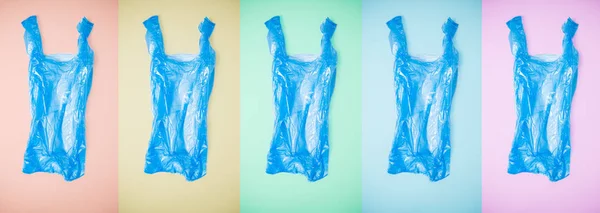 Použité plastové sáčky z polyethylenu v jasném pozadí. — Stock fotografie