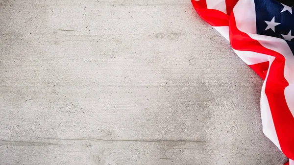 Grijs Hout Achtergrond Met Usa Vlag Hoek Nationaal Amerikaans Symbool — Stockfoto