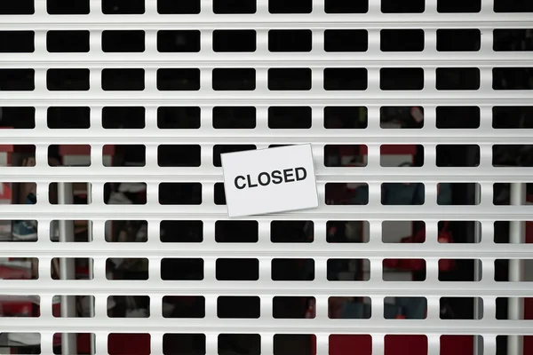 Sign Closed Roller Blinds Shop Concept Retailer Stores Shops Shut — Stock Photo, Image