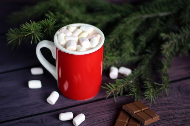 Kupa dolu sıcak çikolata ve şekerleme