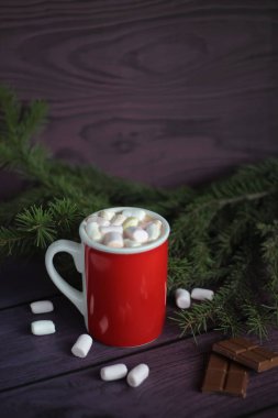 Kupa dolu sıcak çikolata ve şekerleme