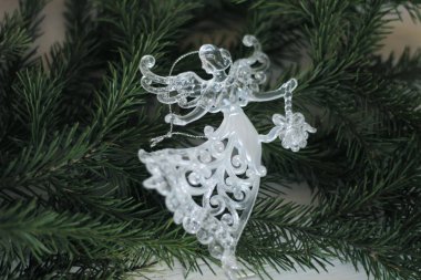 Cam melek dekorasyon ve Noel ağacı dalı