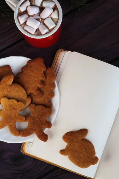 Noel gingerbread çerezleri, sıcak çikolata