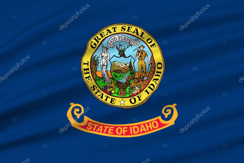 Flag of Idaho state in the northwestern region of the United States. 3D illustration